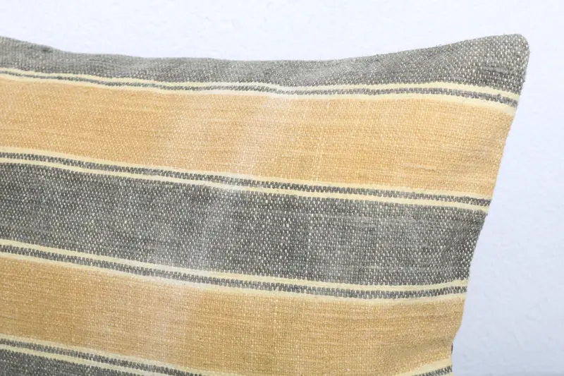 Pillow for Couch, Ethnical Kilim Rug Pillow, Cushion Cover, Customized Cushion Cover, 12x20 Yellow Pillow, Vintage Kilim Pillow - 5