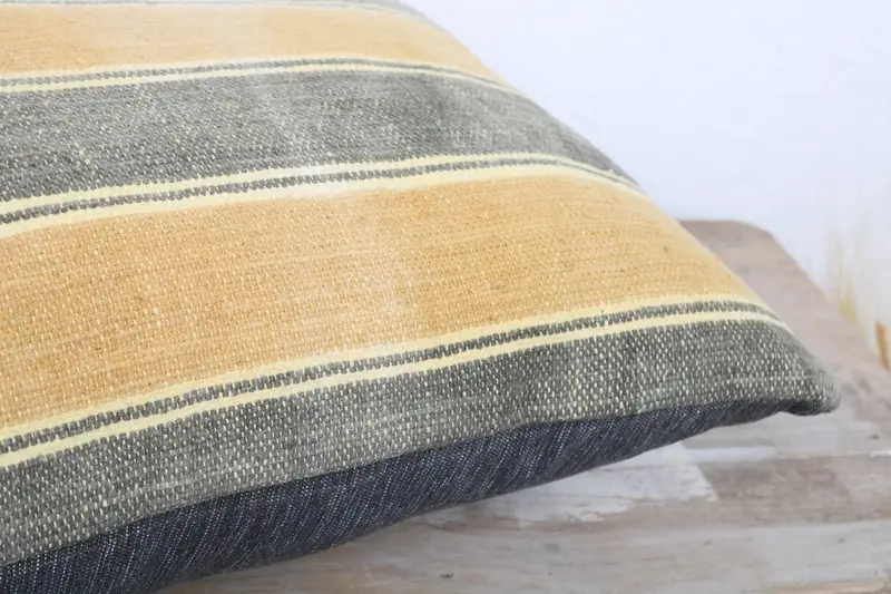 Pillow for Couch, Ethnical Kilim Rug Pillow, Cushion Cover, Customized Cushion Cover, 12x20 Yellow Pillow, Vintage Kilim Pillow - 6