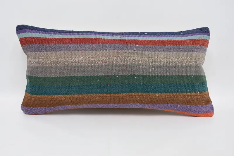 Cushion Case, 12x24 Green Cushion Case, Kilim Pillow Cover, Vintage Kilim Pillow, Shabby Chic Cushion Cover, Vintage Kilim Throw Pillow - 1