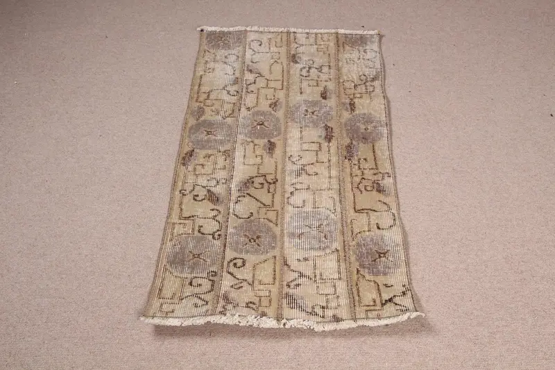 Brown Ikat Rug, 2x3.5 ft Elegant Gray Accent