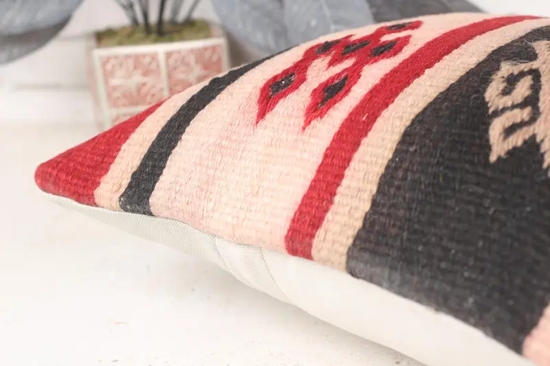 Pet Pillow Cover, Patio Cushion Case, Throw Kilim Pillow, 14x14 Red Cushion, Cushion Cover, Ethnical Kilim Rug Pillow, Turkish Pillow - 7