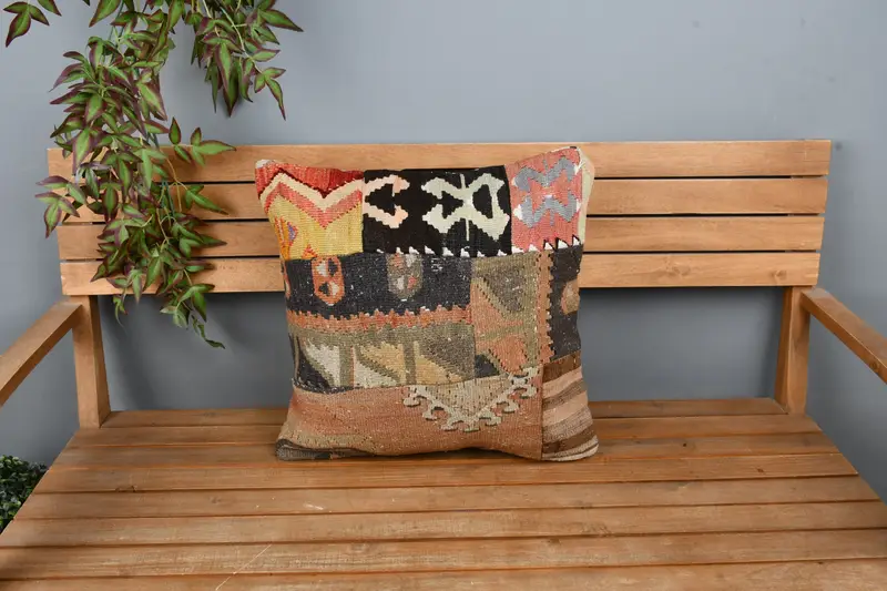 Kilim Pillow Cover, Outdoor Throw Pillow Case, Vintage Kilim Pillow, 20x20 Yellow Pillow Sham, Interior Designer Pillow, Pillow Cover - 6