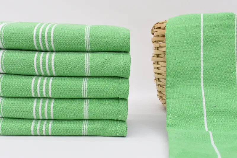 Bachelorette Green Striped Fringeless Blanket, 63x63 Inches