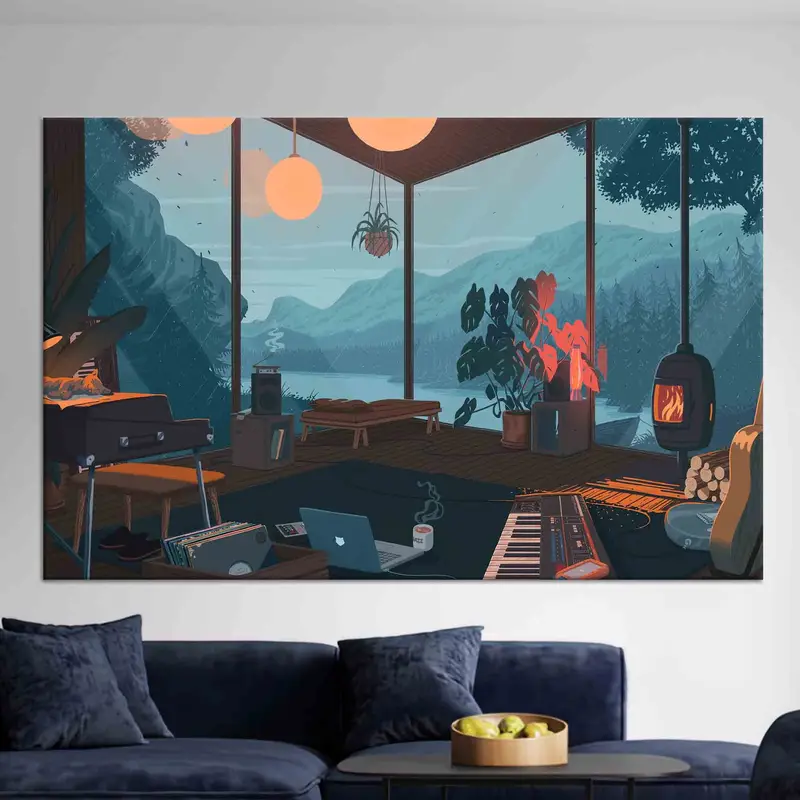 Lo-Fi-Anime-City-Leinwand: Gedruckte Kunst für Ihr Schlafzimmer