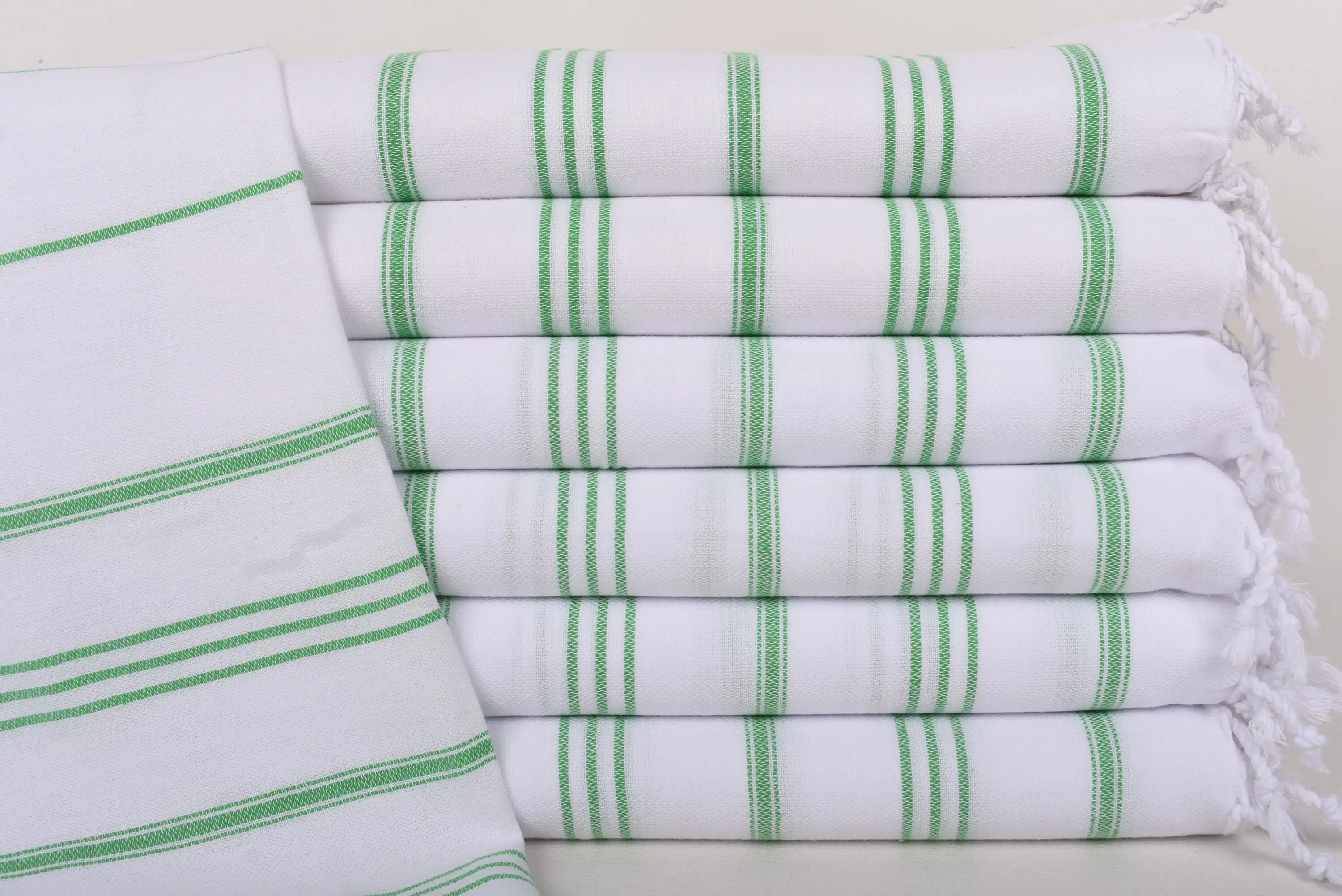 Green Striped Tea Towel Organic Cotton, 40x24 Inches - 1