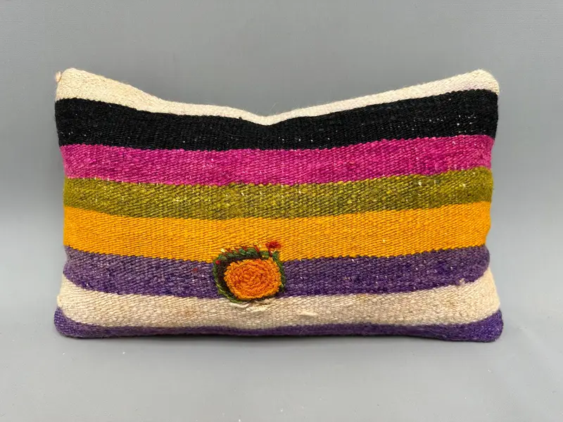 Cushion, Sofa Cushion Case, Wholesale Cushion Cover, Turkish Kilim Pillow, Boho Pillow Sham Cover, Interior Designer Pillow, 12x20 Pink Pillow Cover - 4