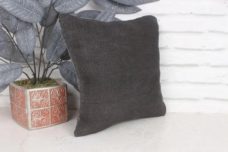 Home Decor Pillow, 12x12 Gray Cushion, Retro Pillow, Accent Throw Cushion, Office Chair Pillow Sham, Boho Pillow, Pillow, Interior Designer Pillow - 4