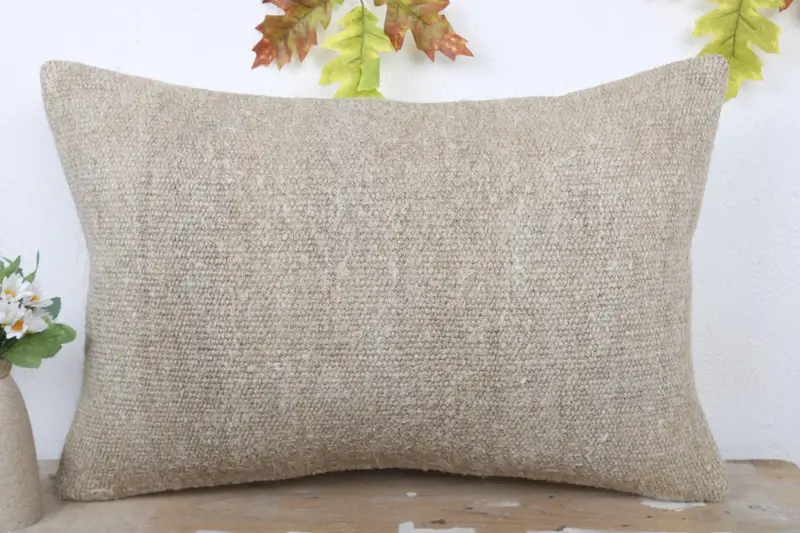 Boho Pillow Sham Cover, 16x24 Beige Cushion Case, Interior Designer Pillow, Christmas Cushion, Cushion Case, Ottoman Pillow Sham, Pillow for Couch - 2