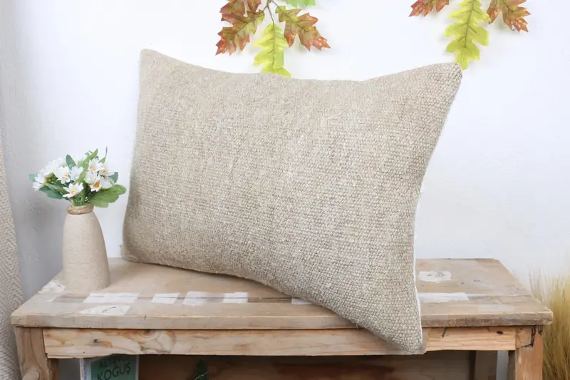 Boho Pillow Sham Cover, 16x24 Beige Cushion Case, Interior Designer Pillow, Christmas Cushion, Cushion Case, Ottoman Pillow Sham, Pillow for Couch - 4
