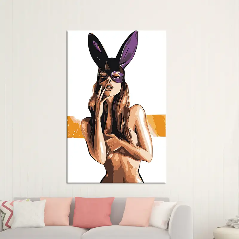 Enchanting Canvas Art: Rabbit Ears, Sexy Girl, Naked Girl