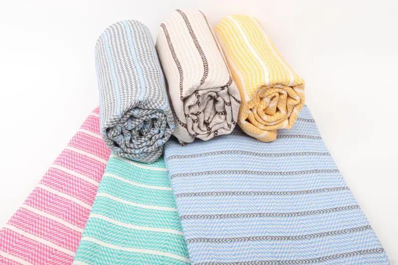 Cotton Towel Striped Organic Beige Home Decor Towel, 40x71 Inches