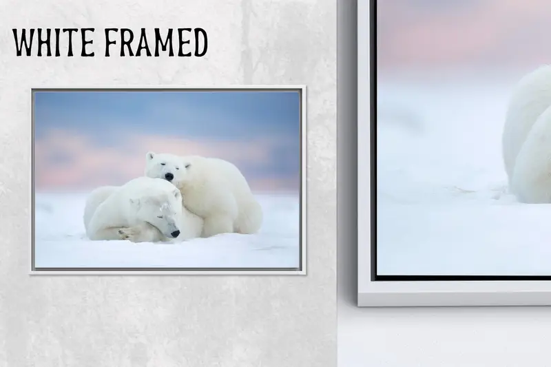 Lienzo elegante de oso polar: estampado de escena de nieve invernal