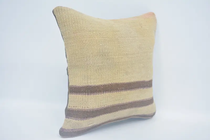 Home Decor Pillow, Decorative Bolster Pillow Cover, Boho Pillow, Vintage Kilim Throw Pillow, 14x14 Beige Cushion Case, Cushion Case - 3