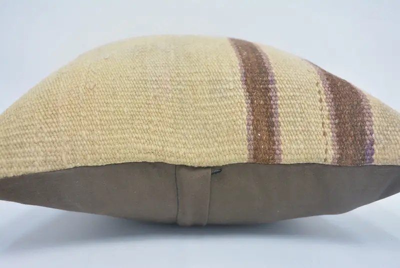 Home Decor Pillow, Decorative Bolster Pillow Cover, Boho Pillow, Vintage Kilim Throw Pillow, 14x14 Beige Cushion Case, Cushion Case - 5