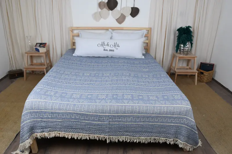 92x80 Cotton Ethnic Design Towel, Bridal Shower Gift, Best Wedding Gift, Woven Blanket, King Size Bedspread, Girl Trip Party Favor, Bridesmaid Gifts - 6