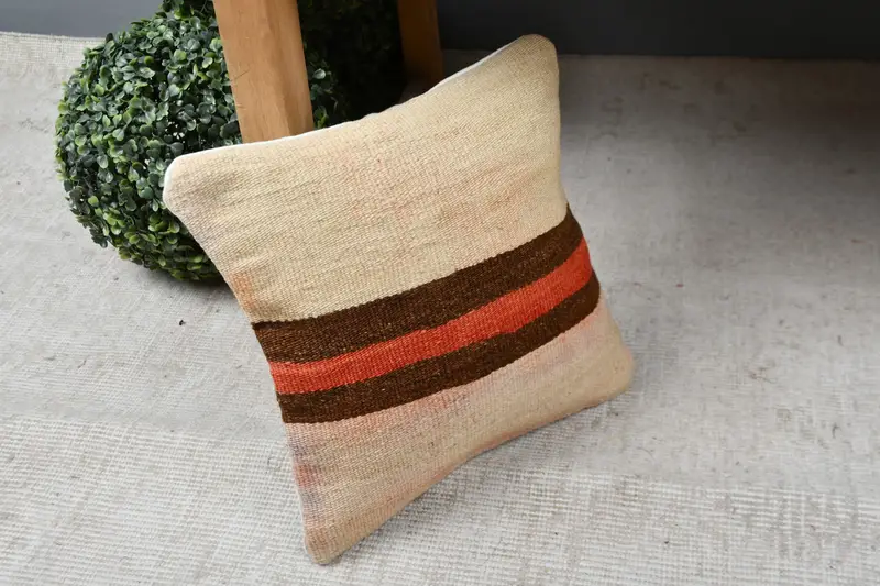 Pillow for Couch, 12x12 Beige Pillow Cover, Colorful Pillow, Yoga Pillow Case, Cushion Case, Turkish Pillow, Kilim Pillow Cover, Luxury Pillow - 7