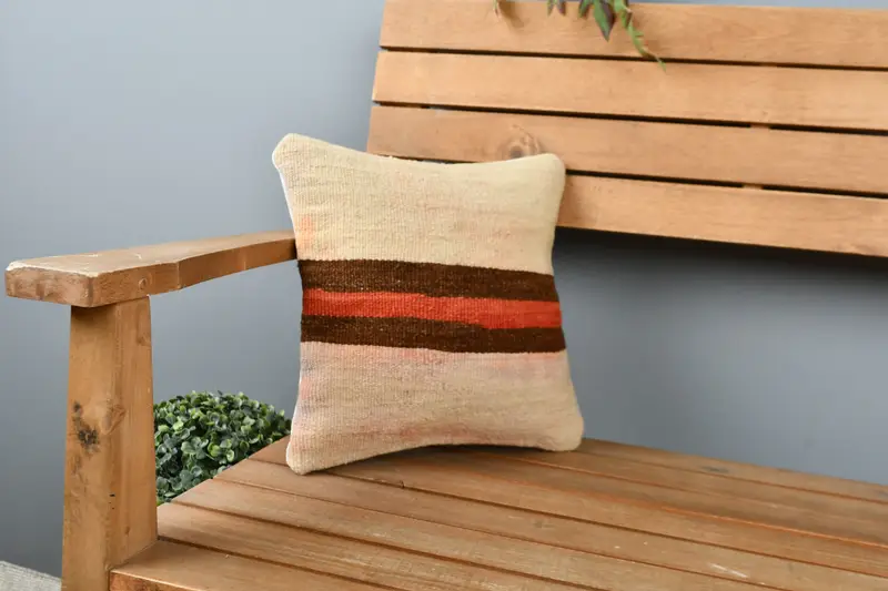 Pillow for Couch, 12x12 Beige Pillow Cover, Colorful Pillow, Yoga Pillow Case, Cushion Case, Turkish Pillow, Kilim Pillow Cover, Luxury Pillow - 1