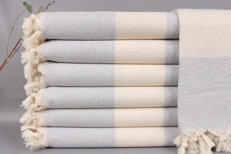 Turkish Beach Towel Light Gray Diamond, 40x71 Inches, Bridesmaid Gifts
