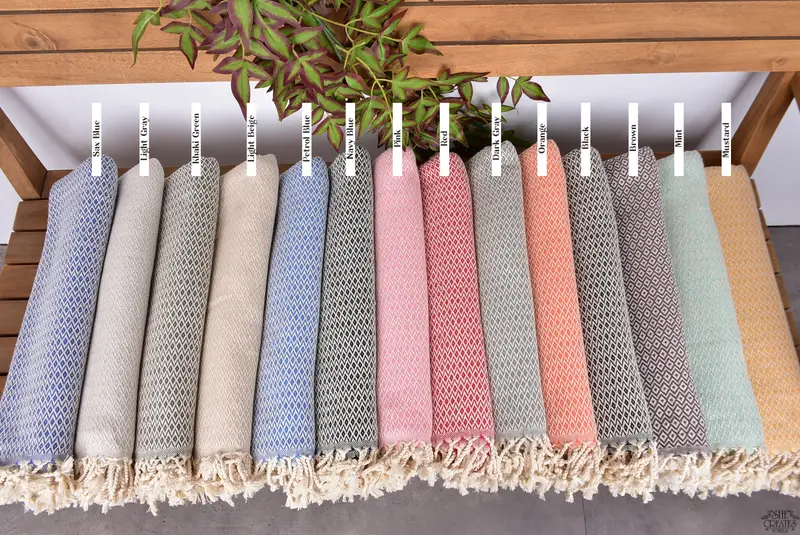 Valentines Gift, 70x40 Cotton Diamond Towel, Yoga Towel, Personalized Home Gift Wedding, Monogram Turkish Towel, Wedding Gifts Towel, Thin towel - 2