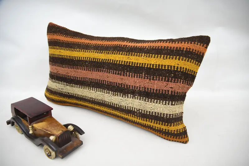 Custom Pillow Cover, Pillow, Bright Pillow Sham, 12x20 Brown Cushion Case, Vintage Kilim Throw Pillow, Kilim Cushion Sham, Home Decor Pillow - 3