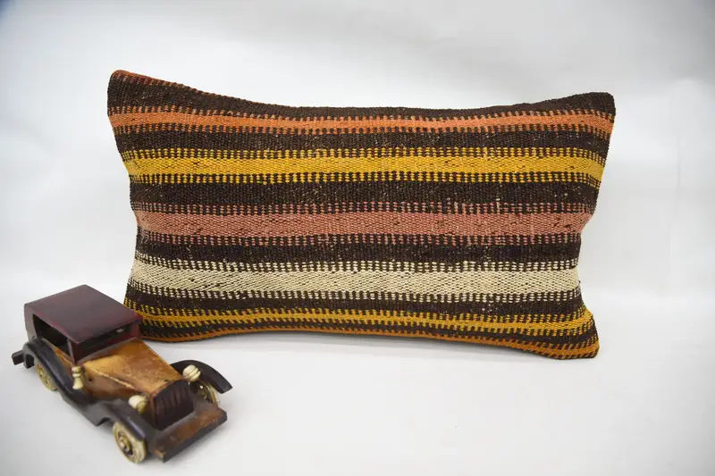 Custom Pillow Cover, Pillow, Bright Pillow Sham, 12x20 Brown Cushion Case, Vintage Kilim Throw Pillow, Kilim Cushion Sham, Home Decor Pillow - 5