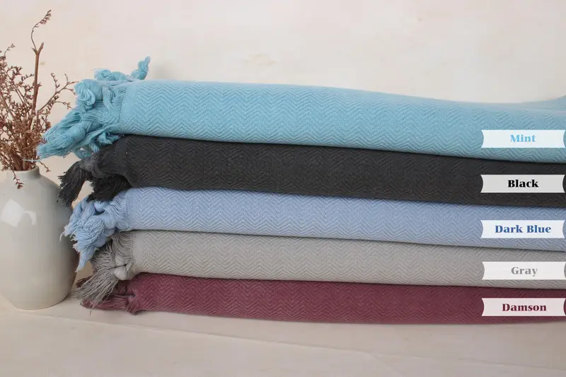 Sand-free towel, 64x40 Cotton Herringbone Towel, Bride Gift, Embroidery Towel, Bath towel, Luxury towel, Organic cotton Turkish peshtemal towel - 2