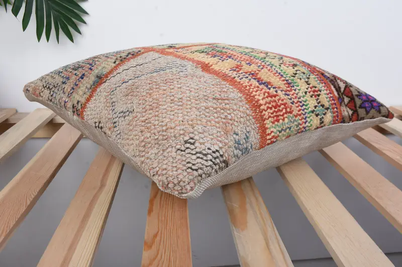 Pillow Cover, 16x16 Green Pillow Cover, Bed Pillow Case, Throw Kilim Pillow, Vintage Kilim Pillow, Turkish Corner Pillow, Boho Pillow - 6