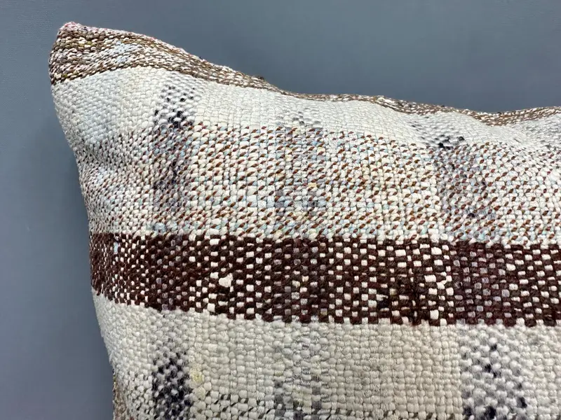 Ethnical Kilim Rug Pillow, Vintage Cushion, Home Decor Pillow, Cushion Case, Kilim Pillow Cover, Chair Cushion Case, 20x20 Beige Cushion Case - 5