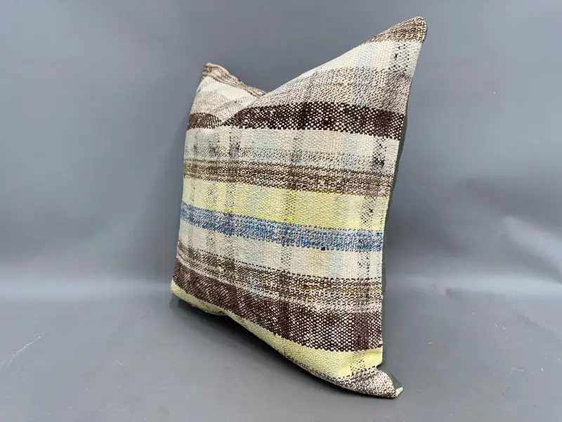 Ethnical Kilim Rug Pillow, Vintage Cushion, Home Decor Pillow, Cushion Case, Kilim Pillow Cover, Chair Cushion Case, 20x20 Beige Cushion Case - 3