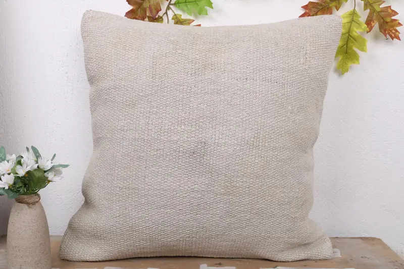 20x20 White Pillow Case, Cushion Cover, Turkish Pillow, Vintage Kilim Throw Pillow, Ottoman Cushion Cover, Interior Designer Pillow - 2