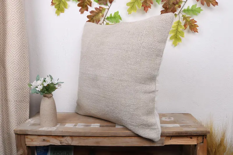 20x20 White Pillow Case, Cushion Cover, Turkish Pillow, Vintage Kilim Throw Pillow, Ottoman Cushion Cover, Interior Designer Pillow - 4