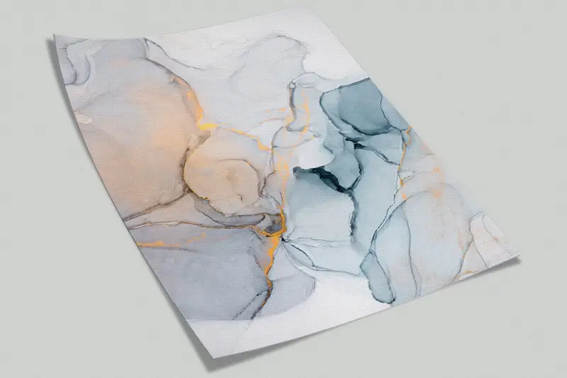Modern Wall Paper, Alcohol Ink Wallpaper, Blue Wall Print, Abstract Wall Decor, Wall Paper Peel and Stick, , Paper Wall Art, Gold Wall Decor - 4