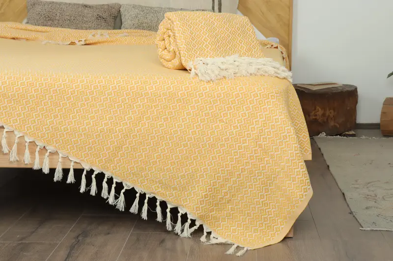 Turkish Tablecloth, Bridal Shower Gift, Boho Throw Blankets, Custom Blanket, Oversized Beach Towel, 96x80 Cotton Diamond Towel, Maid Of Honor Gift - 7
