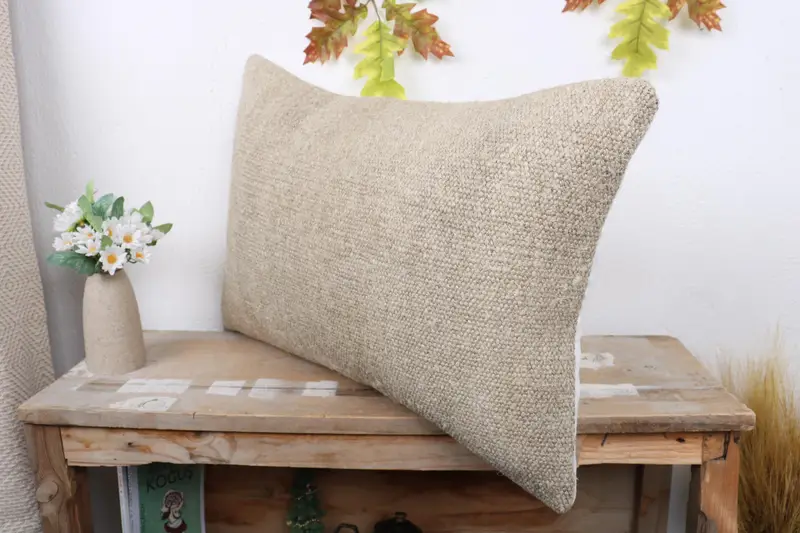 Kilim Cushion Sham, Cushion Case, Pillow for Couch, 16x24 Beige Pillow Cover, Traditional Pillow Sham, Turkish Pillow, Ottoman Cushion Cover - 4