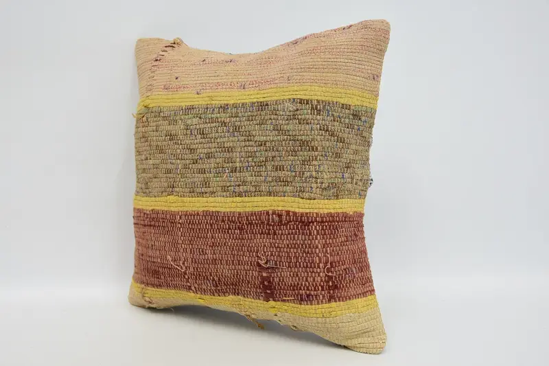 Pillow for Couch, Cushion, Turkish Kilim Pillow, Custom Cushion Case, 12x12 Yellow Pillow Cover, Vintage Pillow, Retro Throw Cushion Case - 4