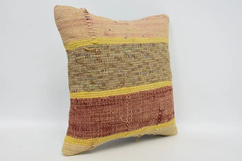 Pillow for Couch, Cushion, Turkish Kilim Pillow, Custom Cushion Case, 12x12 Yellow Pillow Cover, Vintage Pillow, Retro Throw Cushion Case - 3