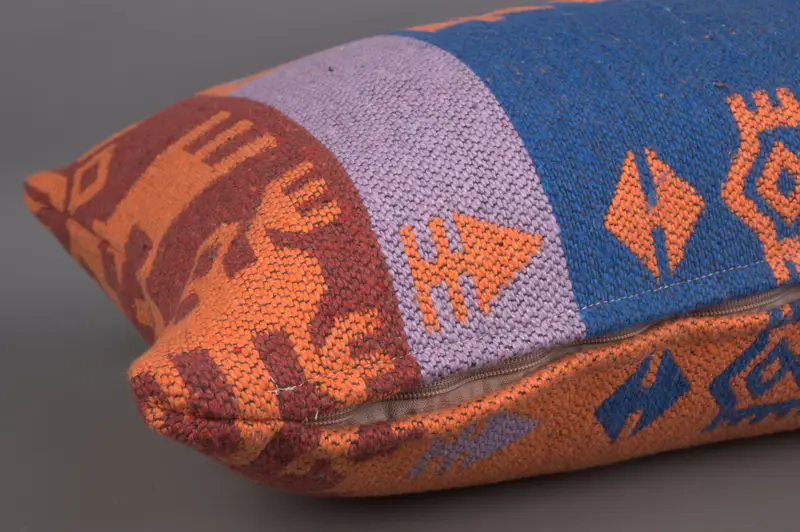 Outdoor Bolster Cushion Case, Pillow for Sofa, Vintage Kilim Pillow, Bed Pillow Case, Pillow Sham, 16x36 Blue Pillow Case, Ethnical Kilim Rug Pillow - 6