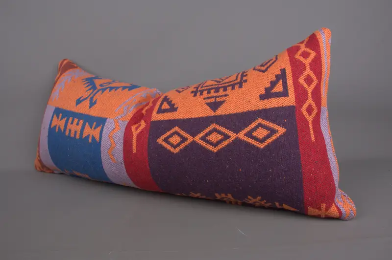 Outdoor Bolster Cushion Case, Pillow for Sofa, Vintage Kilim Pillow, Bed Pillow Case, Pillow Sham, 16x36 Blue Pillow Case, Ethnical Kilim Rug Pillow - 3