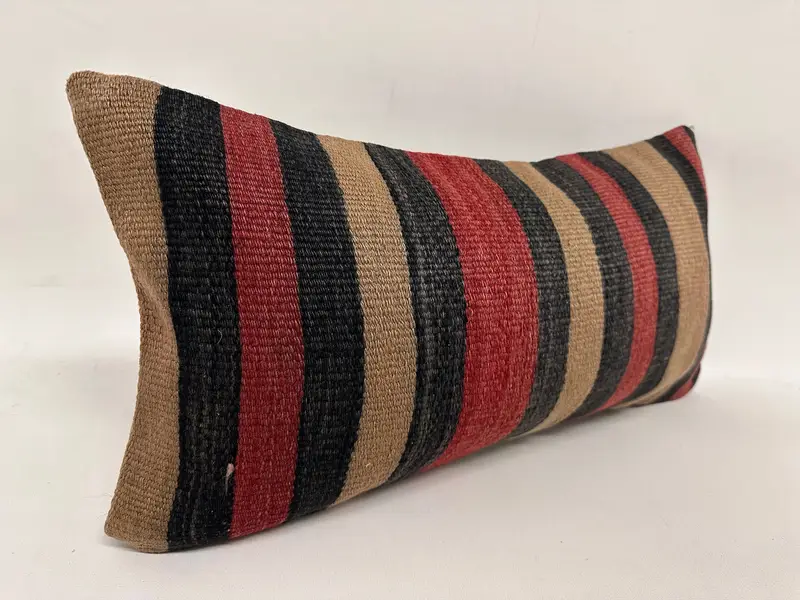 Gift Pillow, Pillow for Couch, Bohemian Cushion Cushion, Antique Pillows, Handwoven Pillow Case, 12x24 Red Cushion Case, Pillow Case - 4