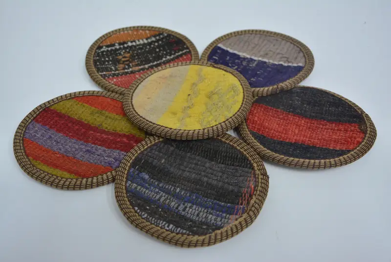 Posavasos de rayas azules y rojas, posavasos de mesa antideslizante duradero