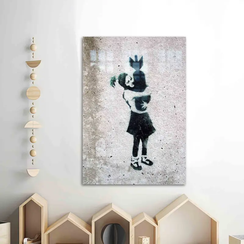 エレガントなプリントガラス: バンクシー ボムハガー アート デザイン