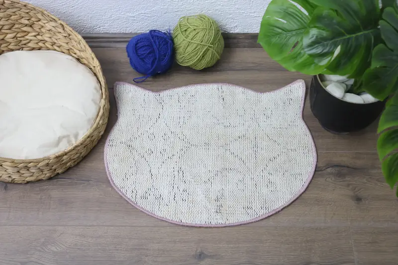 Medium Beige Cotton Pet Mat with Foam Filling, Non-Slip Comfort Pad