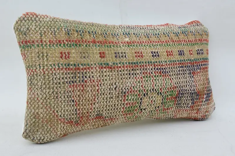 Antique Pillows, Southwestern Cushion Case, Vintage Pillow, 8x16 Beige Pillow Cover, Cushion, Kilim Cushion Sham, Bolster Throw Pillow Sham - 2