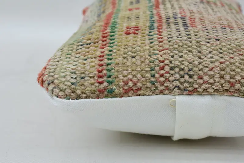 Antique Pillows, Southwestern Cushion Case, Vintage Pillow, 8x16 Beige Pillow Cover, Cushion, Kilim Cushion Sham, Bolster Throw Pillow Sham - 5