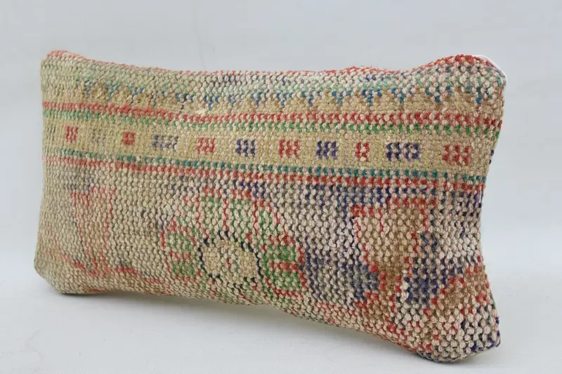 Antique Pillows, Southwestern Cushion Case, Vintage Pillow, 8x16 Beige Pillow Cover, Cushion, Kilim Cushion Sham, Bolster Throw Pillow Sham - 3