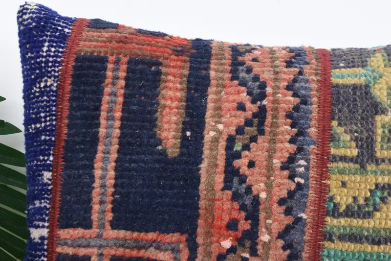 Handwoven Cushion Case, 16x16 Blue Pillow Sham, Lounge Throw Pillow Cover, Cushion Case, Vintage Pillow, Home Decor Pillow, Pillow for Couch - 2