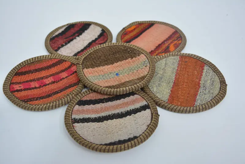 Posavasos bohemio rojo y marrón, posavasos bohemio redondo