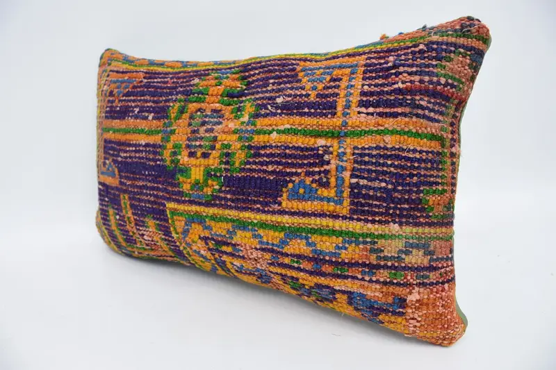 Pillow for Sofa, 12x20 Blue Cushion, Gift Pillow, Nomadic Pillow, Kilim Cushion Sham, Decorative Throw Cushion Case, Pillow Sham - 4