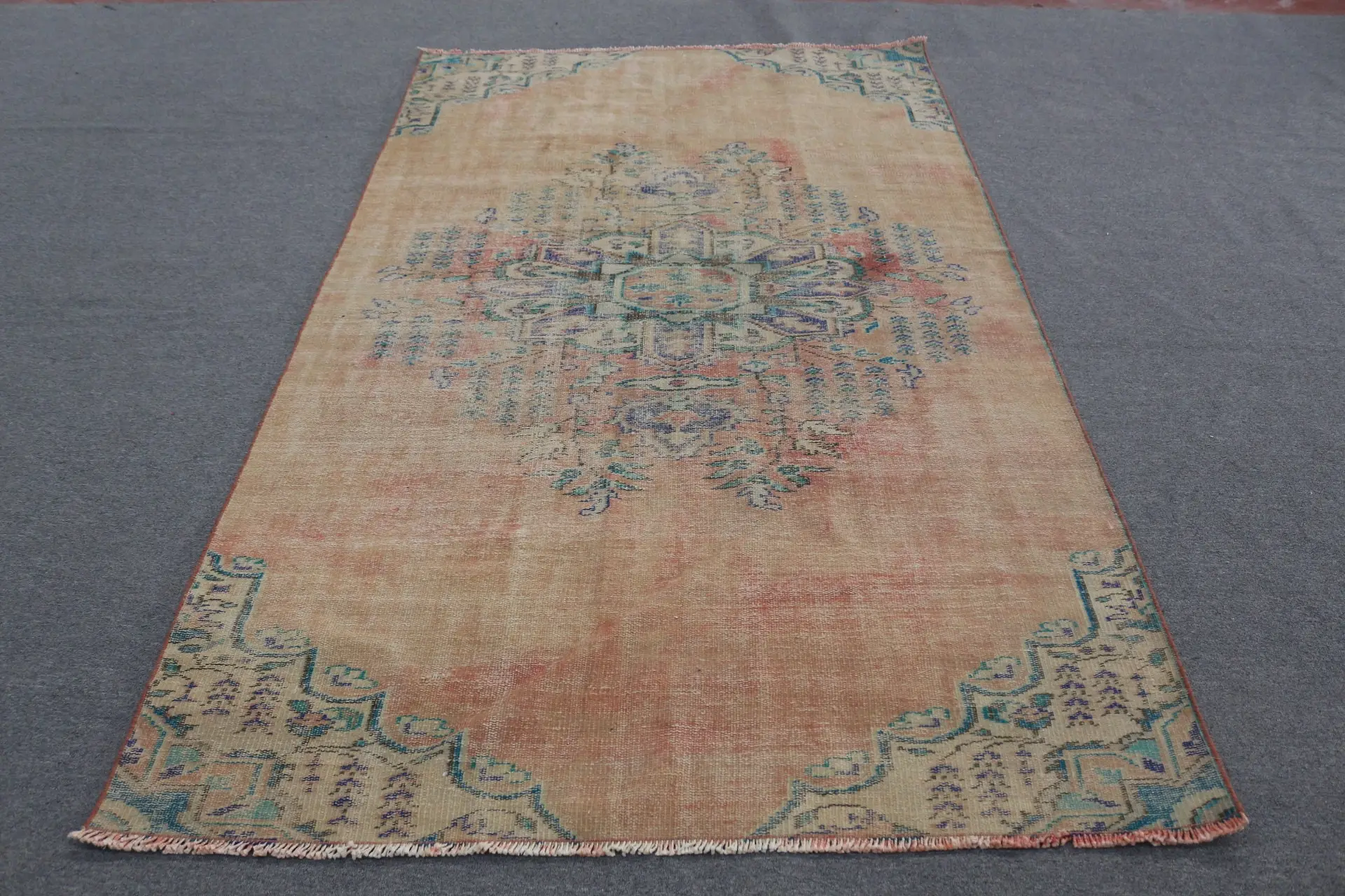 Vintage Turkish Rug, 5.1x8.8 ft Large Rug, Brown Blue Oriental Rug - 1
