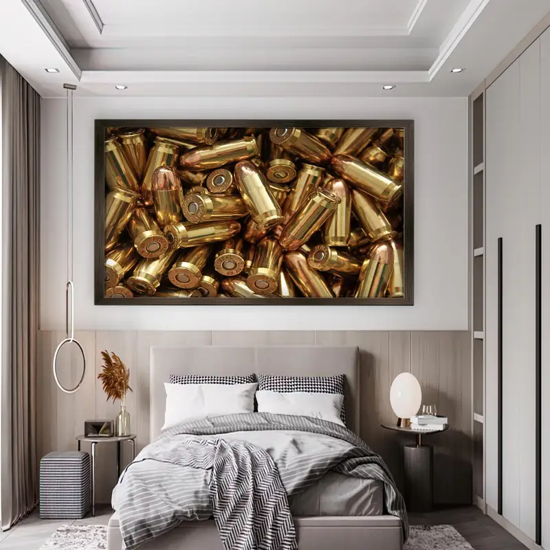 Elegant Printed Glass: Military-Inspired Design for Modern Man Cave